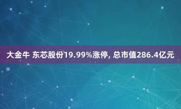 大金牛 东芯股份19.99%涨停, 总市值286.4亿元