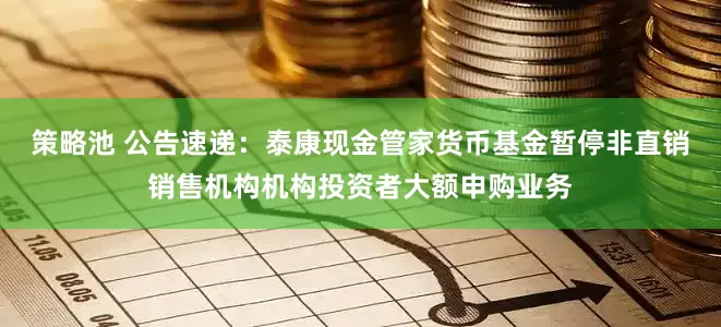 策略池 公告速递：泰康现金管家货币基金暂停非直销销售机构机构投资者大额申购业务